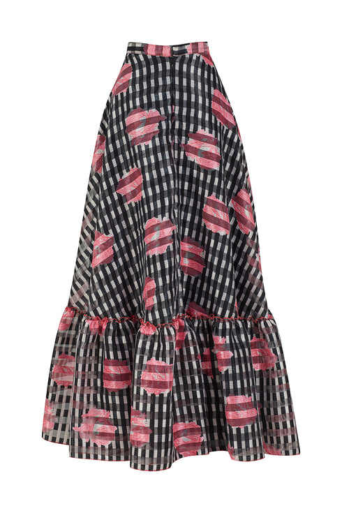 FLORAL PRINT FLOUNCE LONG SKIRT